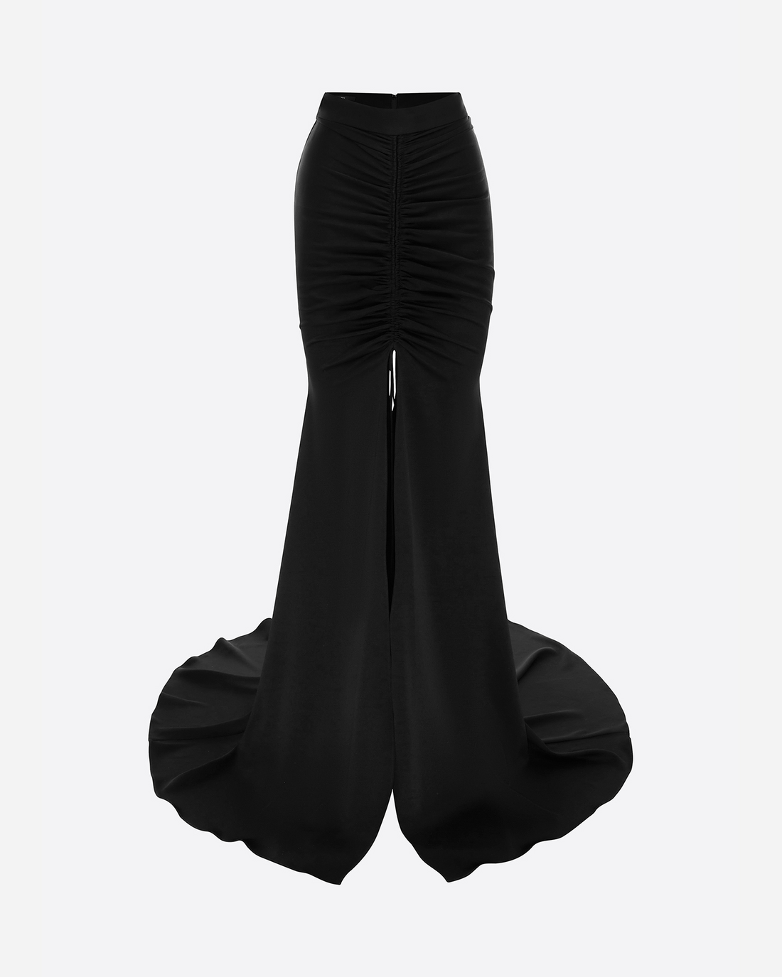 Ruched Long Skirt in Satin Crepe
