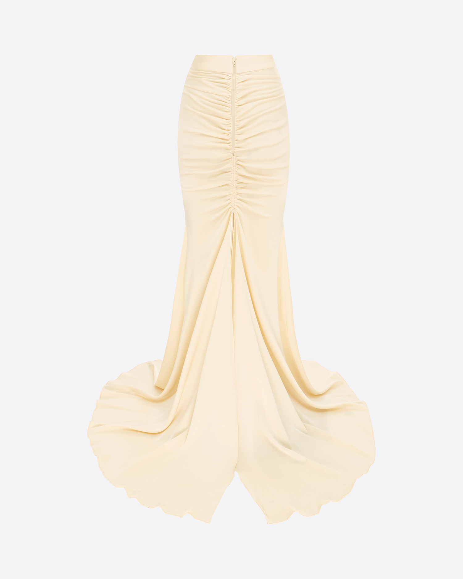 Ruched Long Skirt in Satin Crepe